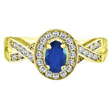 Load image into Gallery viewer, Exquisite Blue Sapphire and Diamond Engagement Ring in 14K Yellow Gold