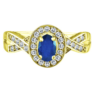 Exquisite Blue Sapphire and Diamond Engagement Ring in 14K Yellow Gold