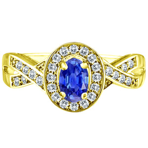 Exquisite Tanzanite and Diamond Engagement Ring in 14K Yellow Gold