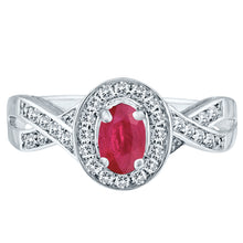 Load image into Gallery viewer, Exquisite Ruby and Diamond Engagement Ring in 14K White Gold