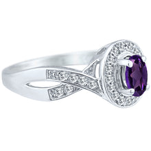 Load image into Gallery viewer, Exquisite Amethyst and Diamond Engagement Ring in 14K White Gold