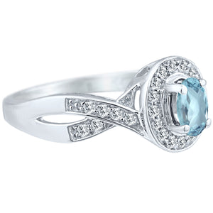 Exquisite Aquamarine and Diamond Engagement Ring in 14K White Gold