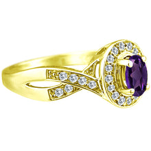 Load image into Gallery viewer, Exquisite Amethyst and Diamond Engagement Ring in 14K Yellow Gold