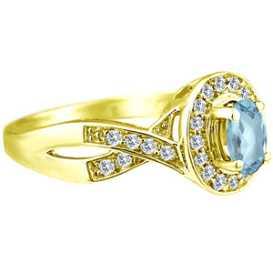 Exquisite Aquamarine and Diamond Engagement Ring in 14K Yellow Gold