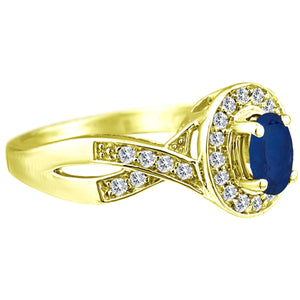 Exquisite Blue Sapphire and Diamond Engagement Ring in 14K Yellow Gold