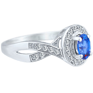 Exquisite Tanzanite and Diamond Engagement Ring in 14K White Gold