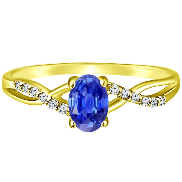 Exquisite Tanzanite Gemstone and Diamonds Twisted Band Ring in 14K Yellow Gold