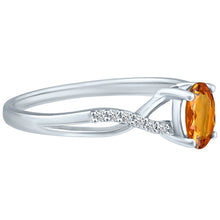 Load image into Gallery viewer, Exquisite Citrine Gemstone and Diamonds Twisted Band Ring in 14K White Gold