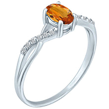 Load image into Gallery viewer, Exquisite Citrine Gemstone and Diamonds Twisted Band Ring in 14K White Gold