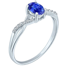 Load image into Gallery viewer, Exquisite Tanzanite Gemstone and Diamonds Twisted Band Ring in 14K White Gold