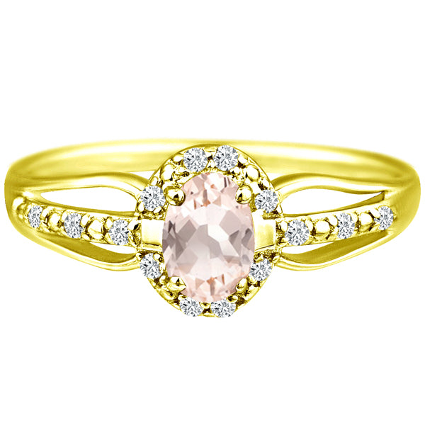 Exquisite Morganite Gemstone and Diamonds Ring in 14K Yellow Gold