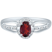 Load image into Gallery viewer, Exquisite Garnet Gemstone and Diamonds Ring in 14K White Gold