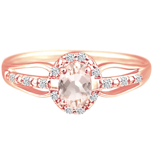 Exquisite Morganite Gemstone and Diamonds Ring in 14K Rose Gold