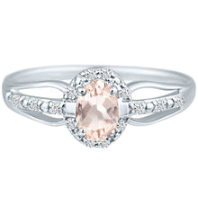 Load image into Gallery viewer, Exquisite Morganite Gemstone and Diamonds Ring in 14K White Gold