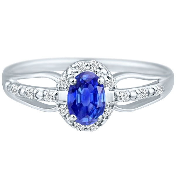 Exquisite Tanzanite Gemstone and Diamonds Ring in 14K White Gold