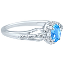 Load image into Gallery viewer, Exquisite Blue Topaz Gemstone and Diamonds Ring in 14K White Gold