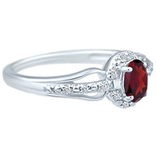 Load image into Gallery viewer, Exquisite Garnet Gemstone and Diamonds Ring in 14K White Gold