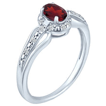 Load image into Gallery viewer, Exquisite Garnet Gemstone and Diamonds Ring in 14K White Gold