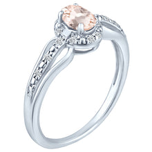 Load image into Gallery viewer, Exquisite Morganite Gemstone and Diamonds Ring in 14K White Gold