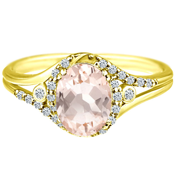 Exquisite 1.50 Carat Morganite Gemstone Ring with Diamonds in 14K Yellow Gold