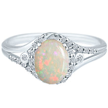 Load image into Gallery viewer, Exquisite 1.20 Carat Opal Gemstone Ring with Diamonds in 14K White Gold