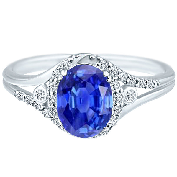 Exquisite 1.45 Carat Natural Tanzanite Gemstone Ring with Diamonds in 14K White Gold