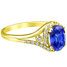 Load image into Gallery viewer, Exquisite 1.45 Carat Natural Tanzanite Gemstone Ring with Diamonds in 14K Yellow Gold