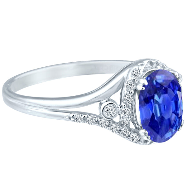 Exquisite 1.45 Carat Natural Tanzanite Gemstone Ring with Diamonds in 14K White Gold