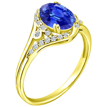 Load image into Gallery viewer, Exquisite 1.45 Carat Natural Tanzanite Gemstone Ring with Diamonds in 14K Yellow Gold