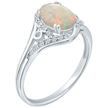 Load image into Gallery viewer, Exquisite 1.20 Carat Opal Gemstone Ring with Diamonds in 14K White Gold