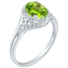 Load image into Gallery viewer, Exquisite 1.50 Carat Peridot Gemstone Ring with Diamonds in 14K White Gold